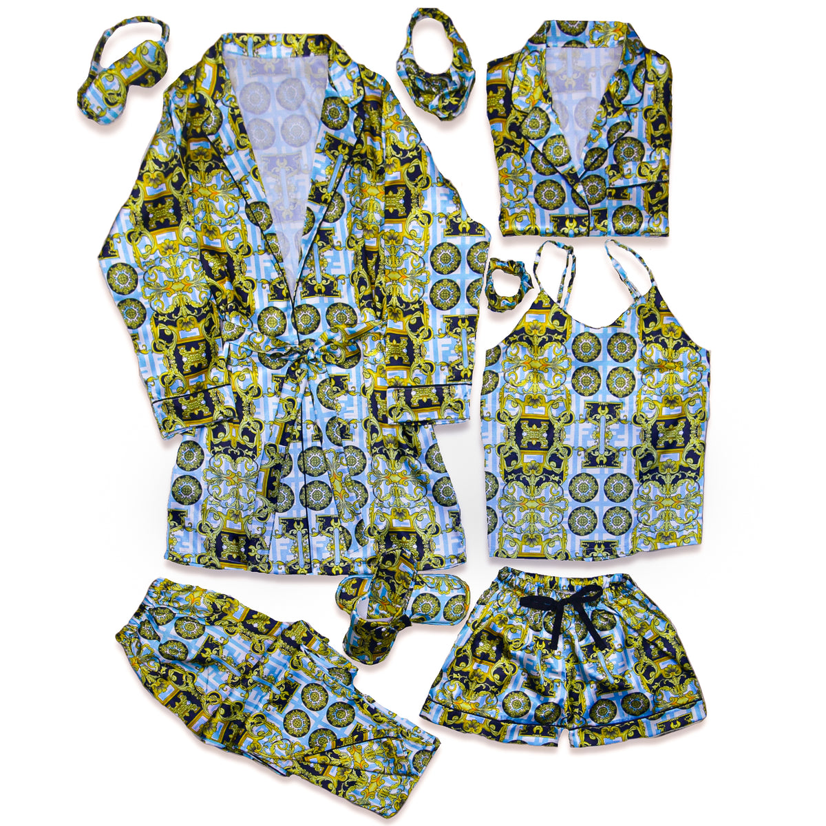 Azure Royale Robe 5pc Pajama Set