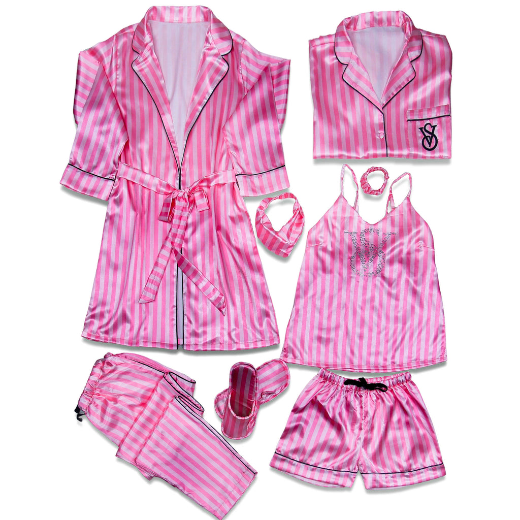 VS Stripe Robe 5pc Pajama Set