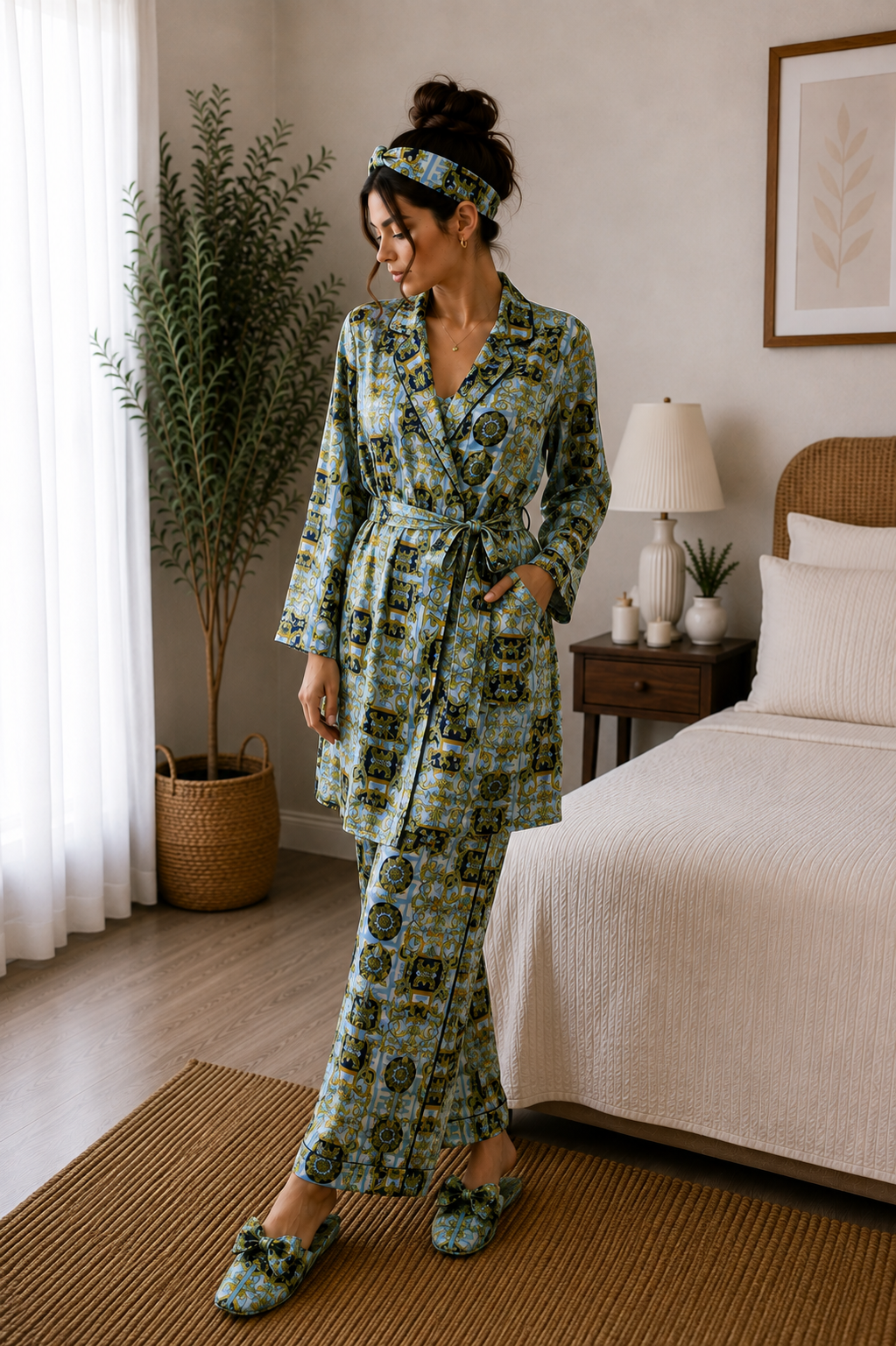 Azure Royale Robe 5pc Pajama Set