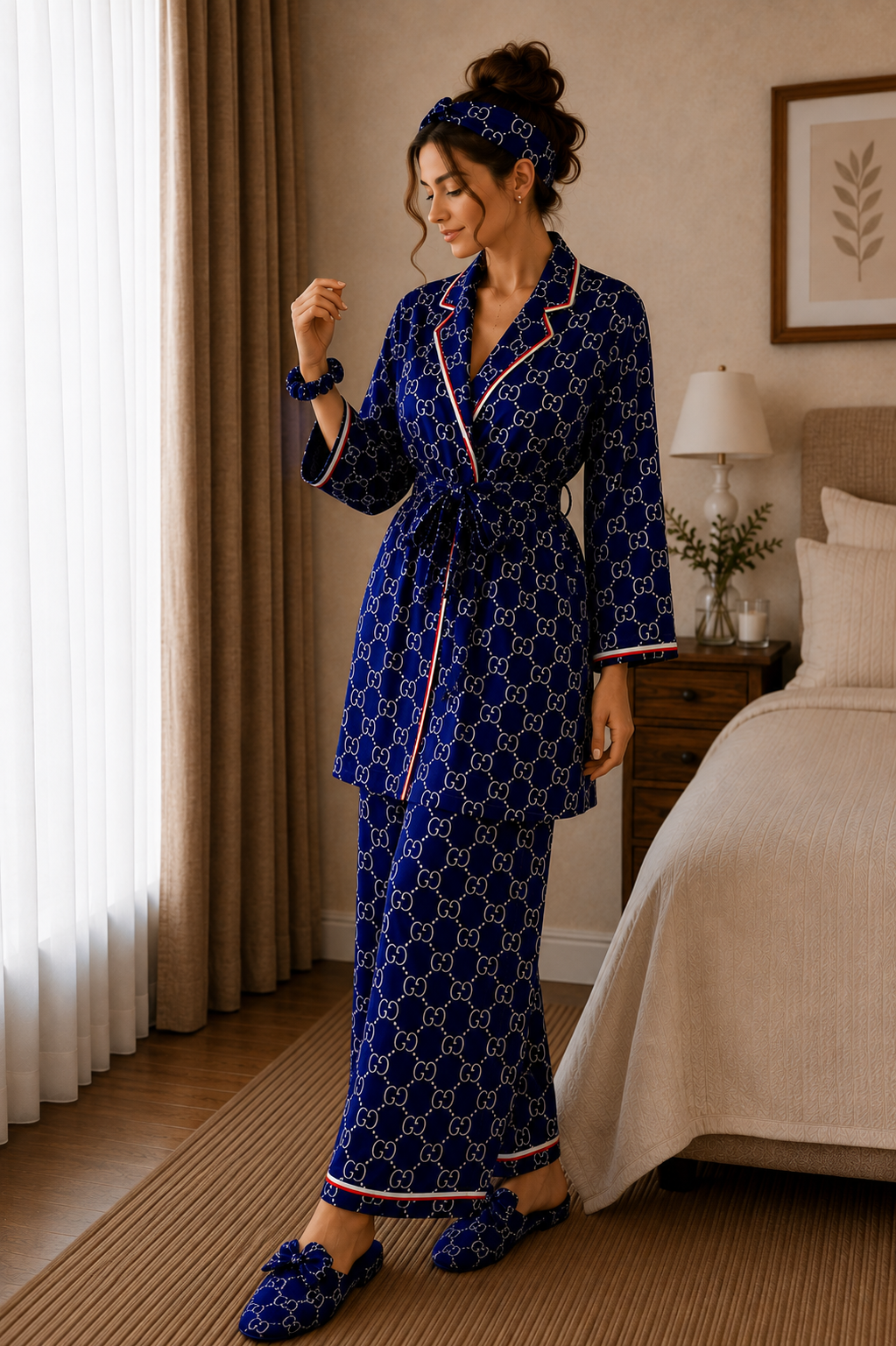 GG Cobalt Robe 5pc Pajama Set