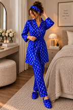 LV Cobalt Robe 5pc Pajama Set