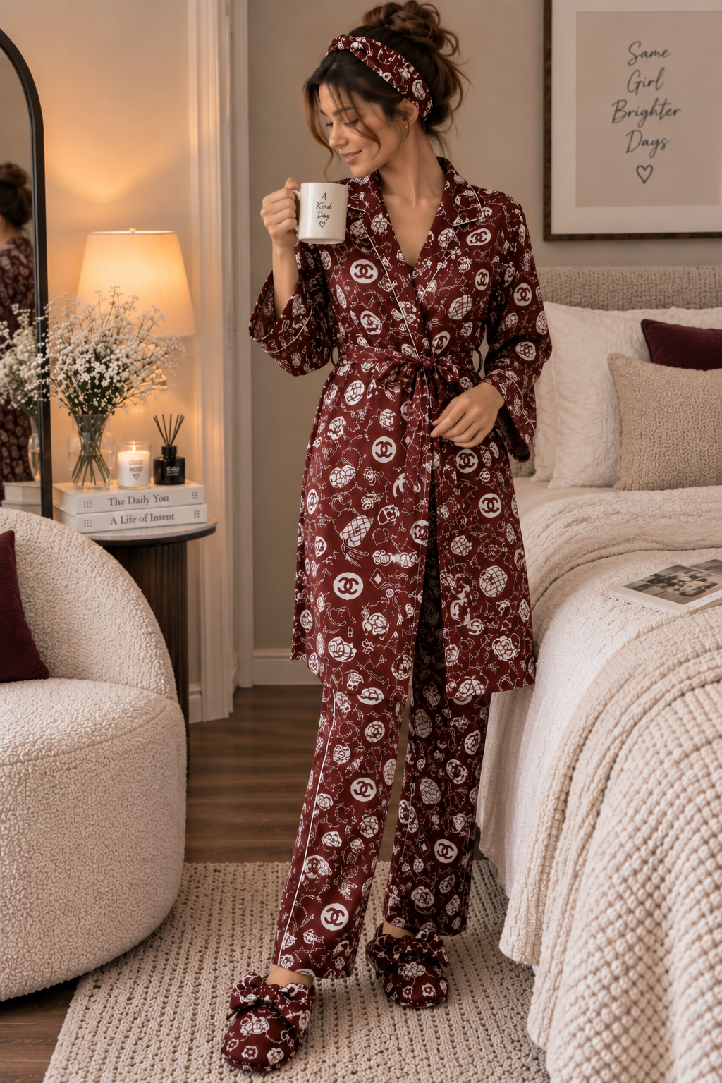 CC Mocha Robe 5pc Pajama Set