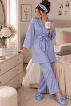 LV Periwinkle Robe 5pc Pajama Set